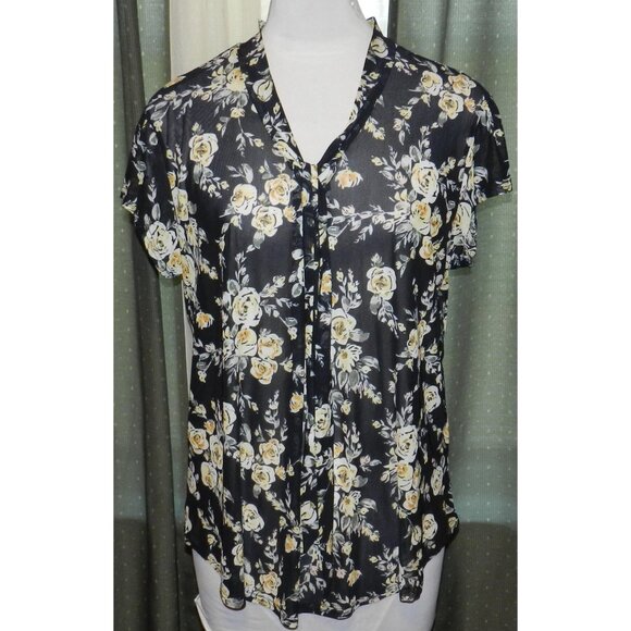 Siren Lily size 2X sheer floral blouse poly pull over Hi-Lo hemline plus size - Picture 1 of 6